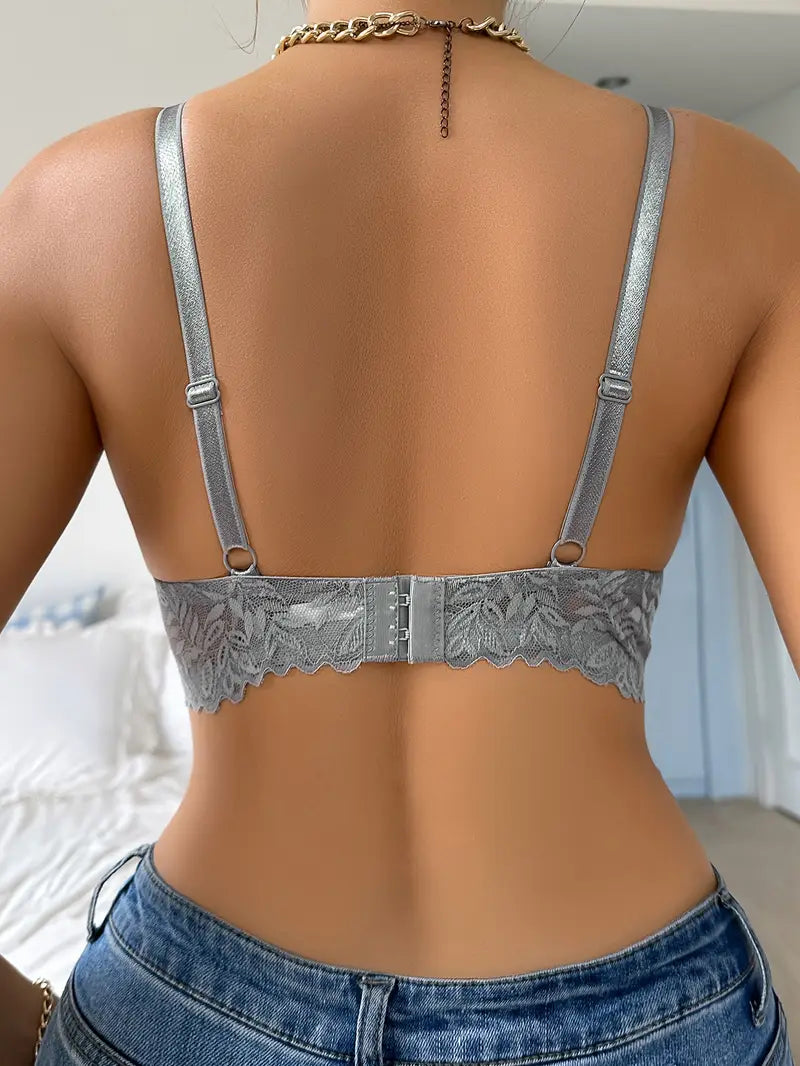 Contrast Lace Push Up Bra,