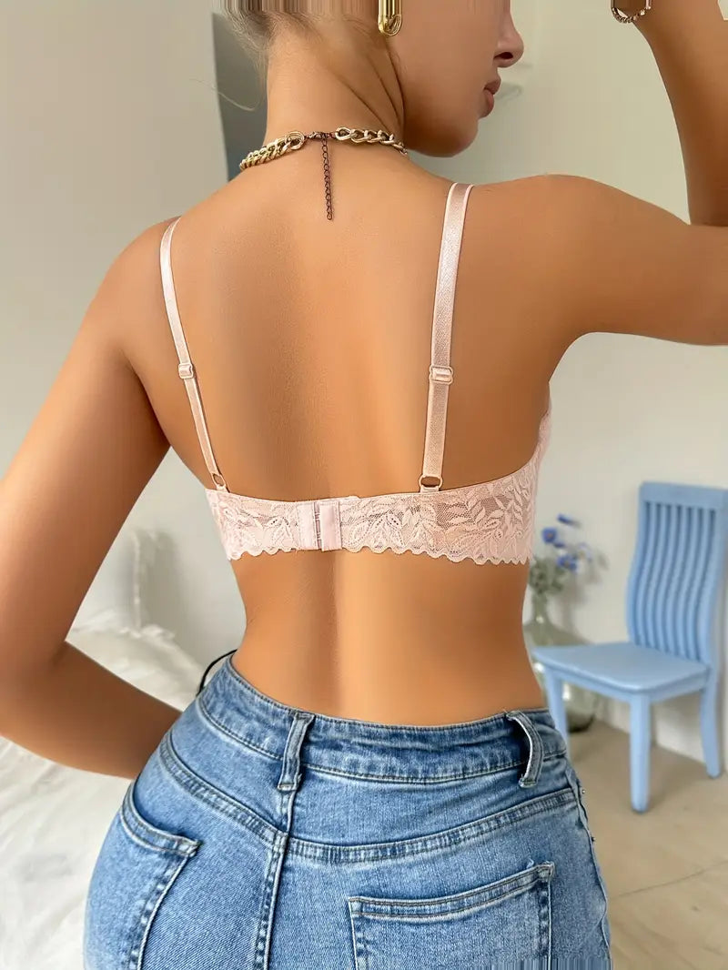 Contrast Lace Push Up Bra,